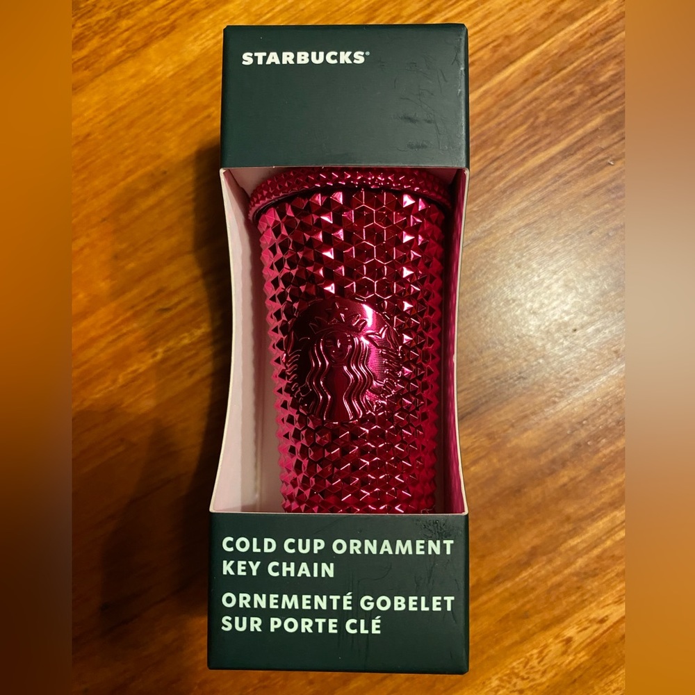 STARBUCKS HOLIDAY 2022 SANGRIA STUDDED METALLIC COLD CUP KEYCHAIN ORNAMENT